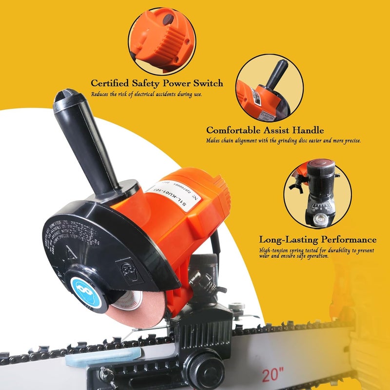 KonKell Clamp-On Electric Chainsaw Chain Sharpener, Portable Chain Grinding Tool, Electric Chainsaw Sharpener Jig Kit, 110v - Image 4